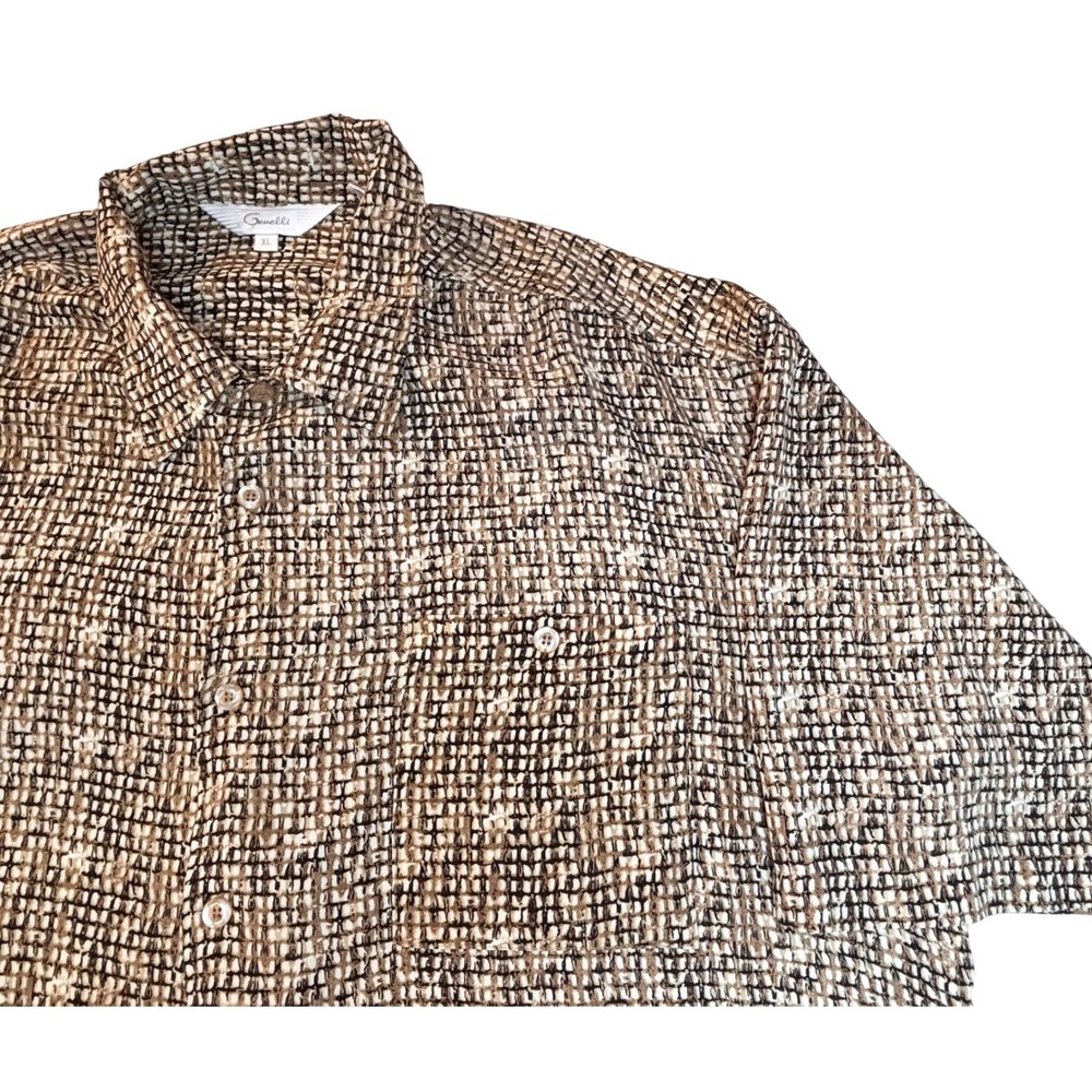 Vintage‎ Genelli  Button up Shirt men's xl snake skin print  Abstract Rayon